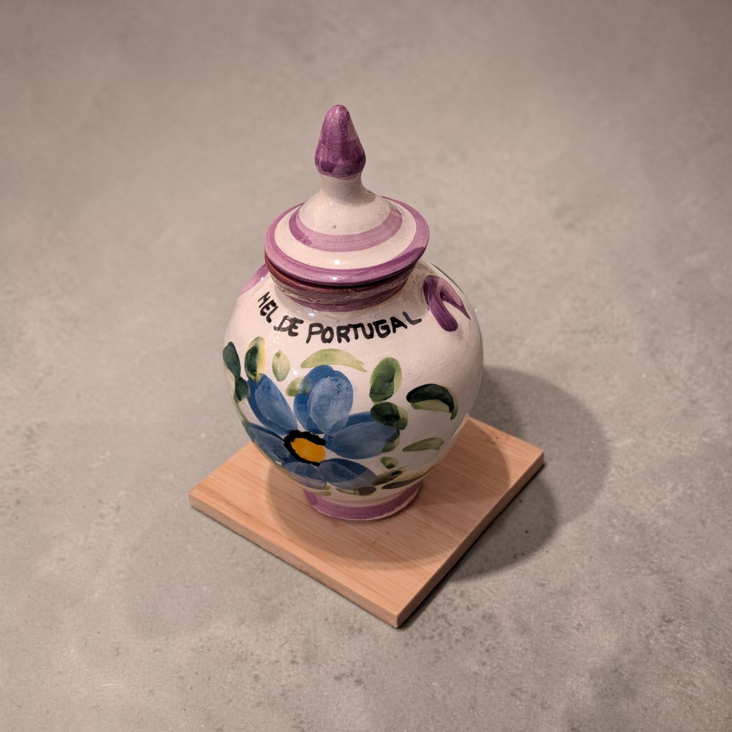 Vintage Portuguese Hand-Painted Ceramic Honey Pot / Jam Jar - "Mel de Portugal"